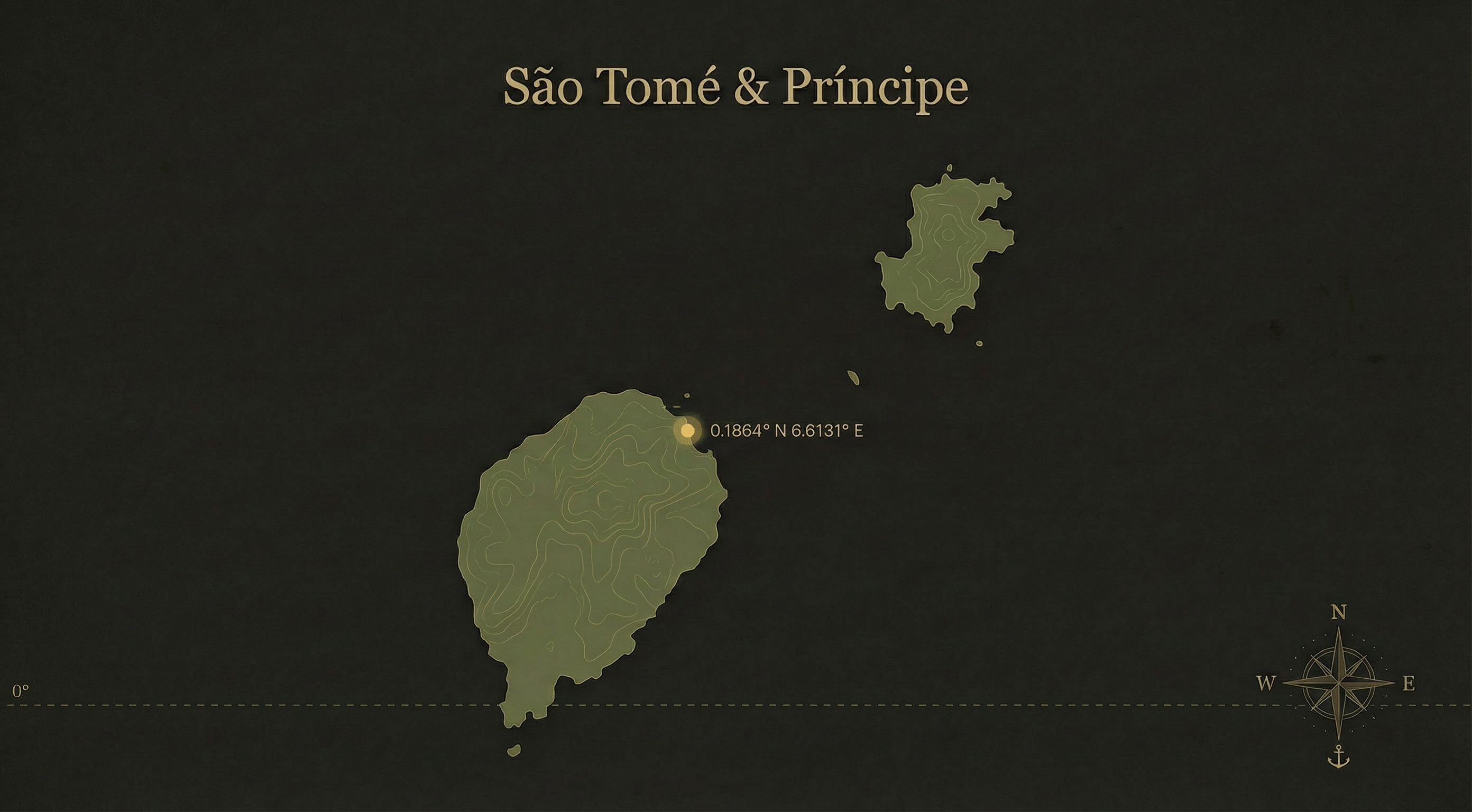 Map of São Tomé & Príncipe showing plantation location